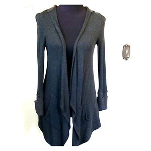 Dark grey open front cardigan